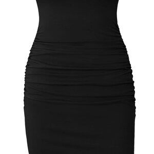Women's Short Sleeve Ruched Casual Sundress Midi Bodycon T Shirt Dress